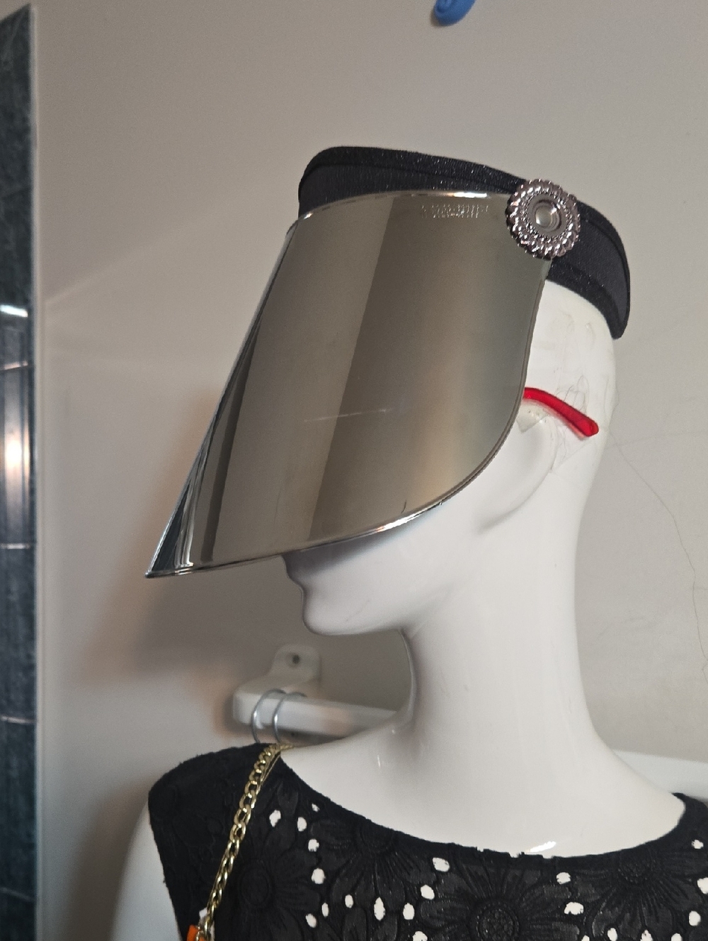 Silver Mirrored Visor with Black Band